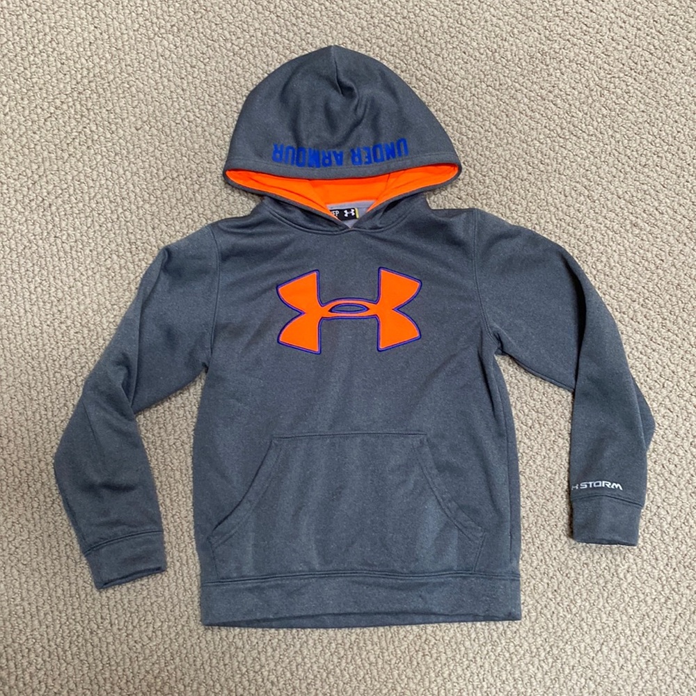 Grey and orange kids hoodie